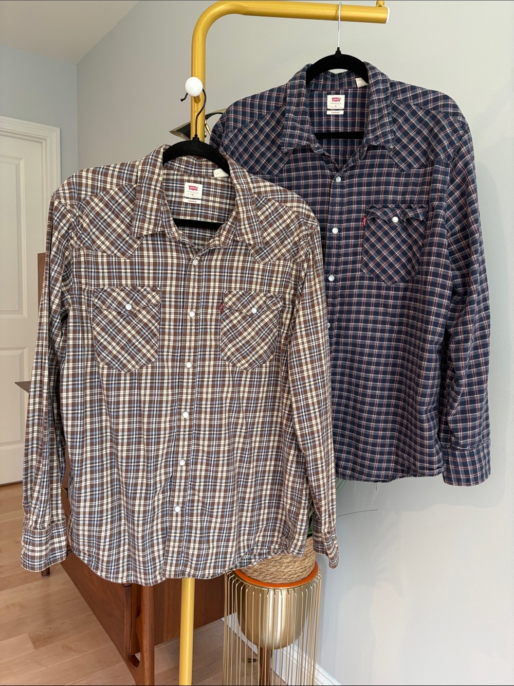 Levi's Men's Plaid Button-Down Shirt Duo - Brown & Navy
